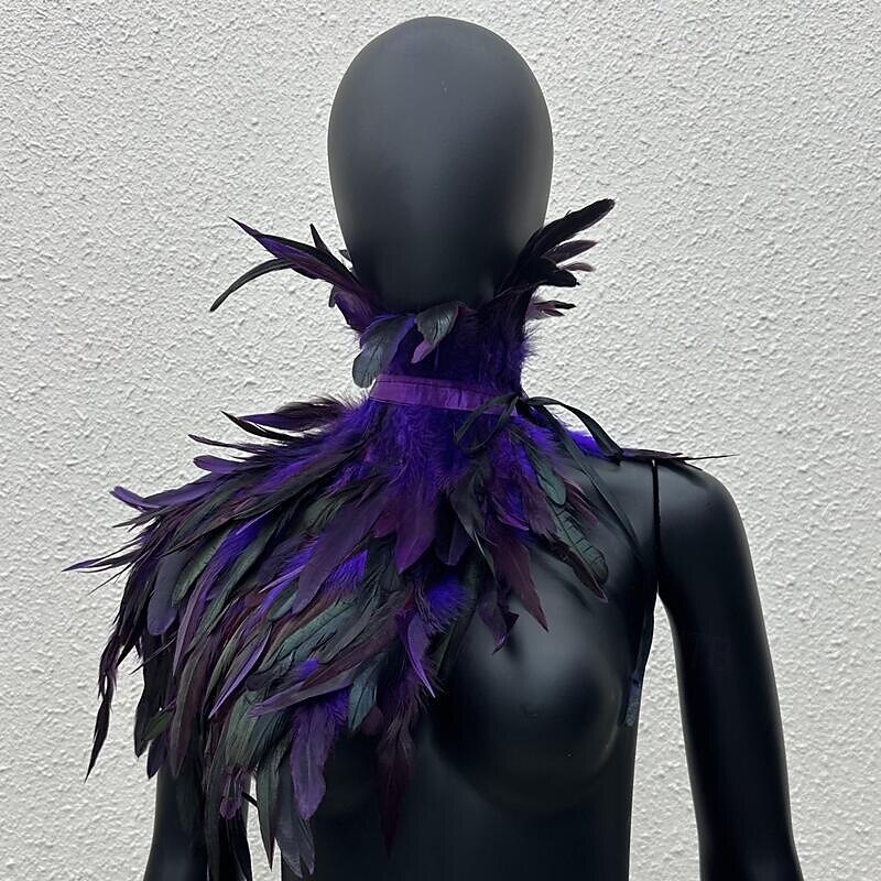 Accessori Samba Carnevale 2026 Rio Carnevale Mantello Stola Piume Bianche Donna con Collo Alto Costume per Festival in Brasile del 2026 a $18.99 –P7