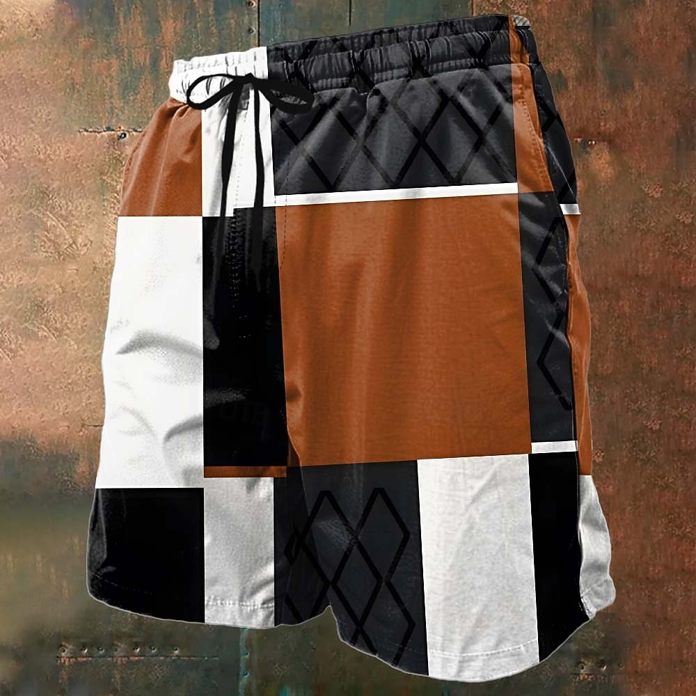 Ανδρικά Γεωμετρικό Συνδυασμός Χρωμάτων Κουρελού Μαγιό Βερμούδα Σορτσάκια Κολύμβησης Σορτς παραλίας Μεσαία Μέση Καθημερινό ΕΞΩΤΕΡΙΚΟΥ ΧΩΡΟΥ Διακοπές Καθημερινή Ένδυση 2026 - $20.99 –P1