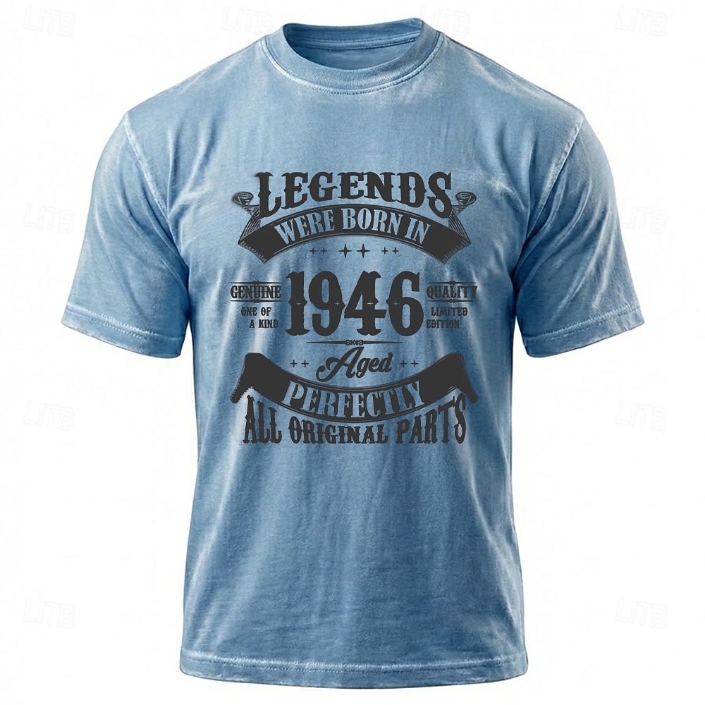 Legenden zum 80. Geburtstag – geboren 1946 – Einzigartige, hochwertige und limitierte Auflage, perfekt gealtert, alle Originalteile. Herren-T-Shirt in Blau mit Mineralwaschung, Größen S, M, L, XL, XXL 2026 - $21.99 –P1