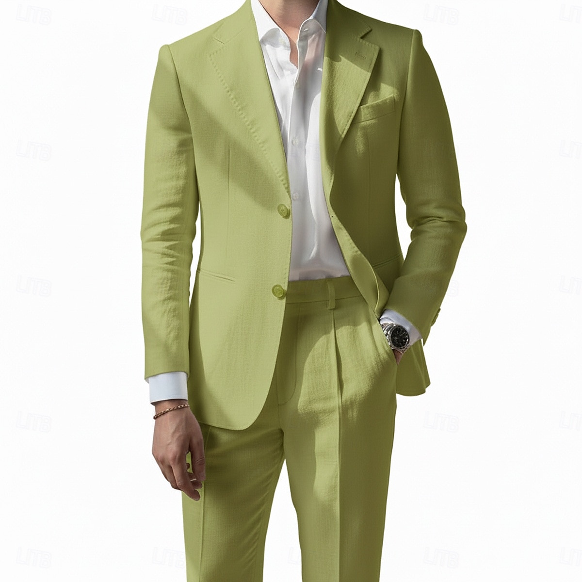 Men's Linen Suits Beach Wedding Spring Wedding Black White Spring & Summer Suit Notch Lapel Fashion Party Solid Colored Tailored Fit 2 Piece Single Breasted Two-buttons 2026 - $99.99 –P5