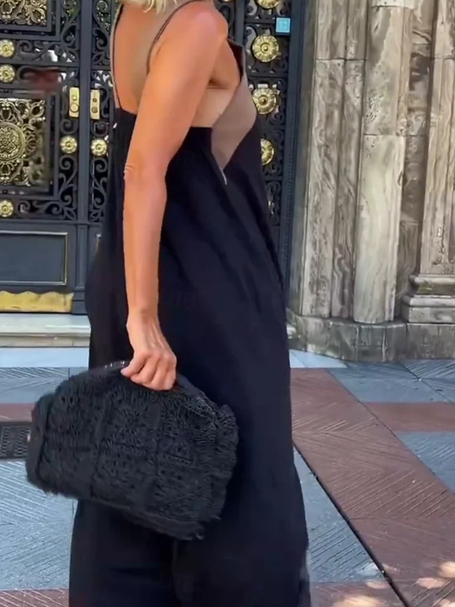 Women's Maxi Dress A Line Dress Summer Dress Halter Dress Casual Daily Loose Fit Plain Sleeveless Halter Neck Black White Red Green Summer 2026 - $33.99 –P4