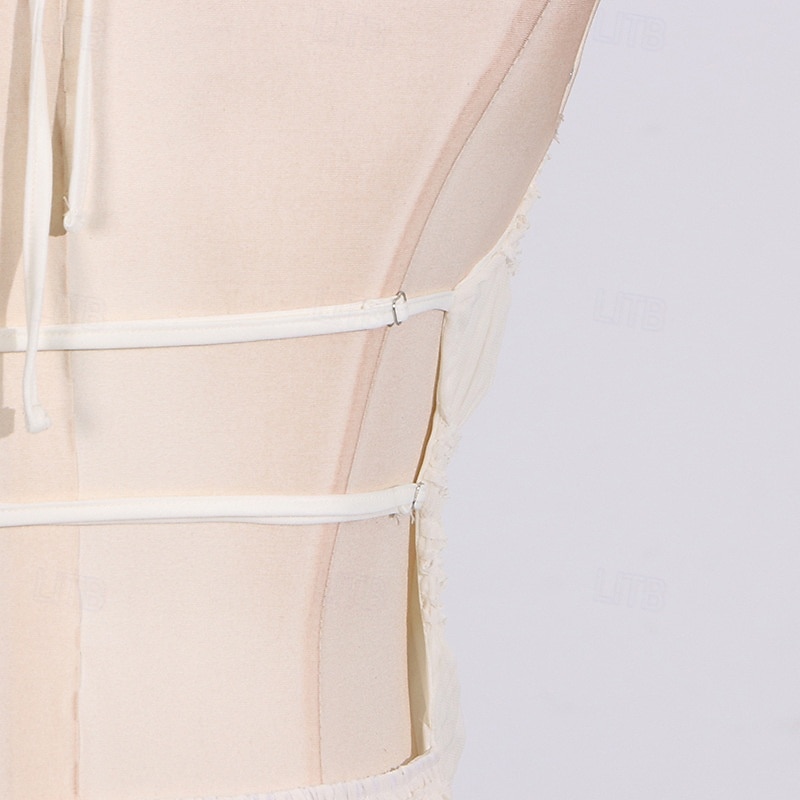 Linea ad A Lunghezza al pavimento Abito Bianco Abiti per invitati a matrimoni Elegante Senza Maniche All'americana Festa in giardino Matrimonio con Arricciato del 2026 a $57.99 –P7