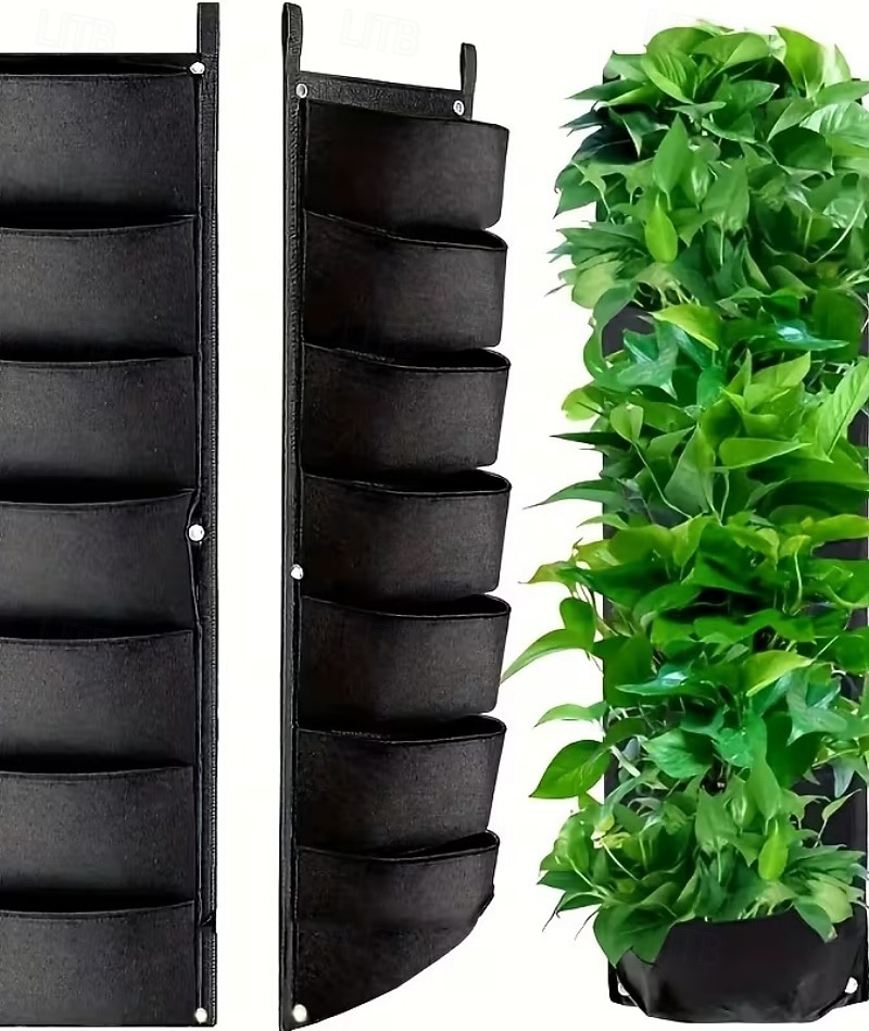 Ensemble de 2 sacs de culture suspendus verticaux à 7 poches, pour plantes, à fixer au mur à l'intérieur ou à l'extérieur. Style classique et léger, idéal pour un balcon, un jardin ou une décoration de 2026 ? $22.99 –P2