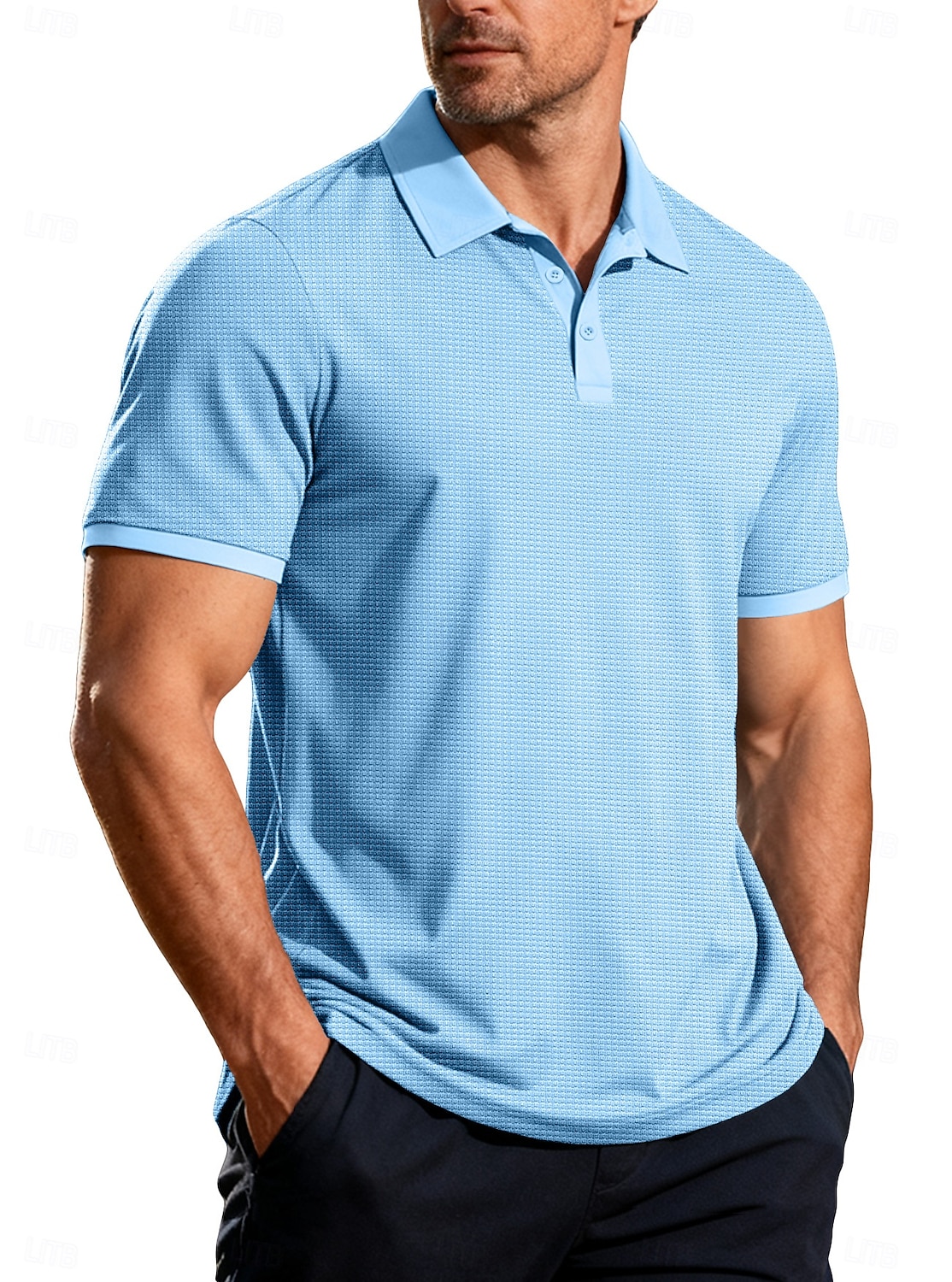 Męskie Koszula golfowa Koszulka polo z dzianiny waflowej Codzienny Biznes Klasyczny Krótki rękaw Moda Nowoczesny Jednokolorowe Guziki Lato Wiosna Wiosna i lato Regularny Czarny Biały Żółty Wino 2026 - $18.49 –P2