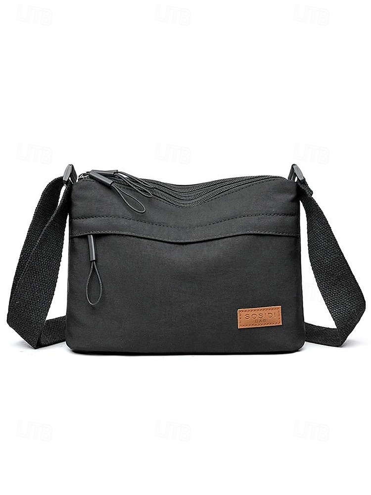 Bolsa transversal feminina em nylon, com grande capacidade, leve e com vários bolsos, ideal para o dia a dia, viagens, compras e uso na cidade. Estilo casual multicolorido. de 2026 por $9.99 –P11