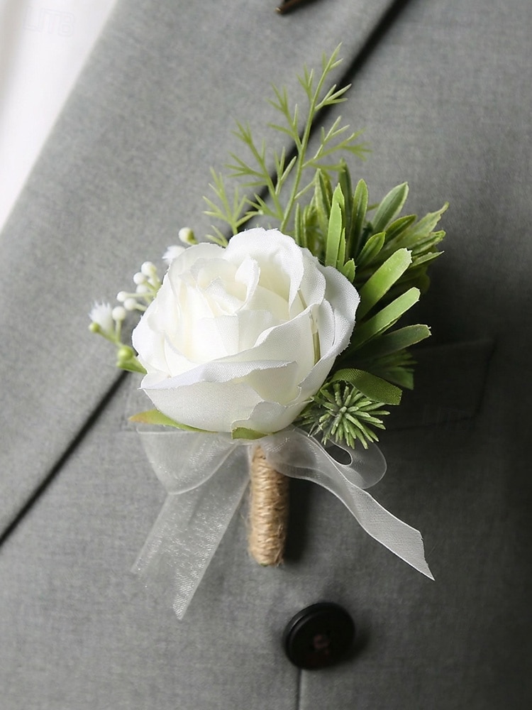 Herren-Ansteckblume und Handgelenkschmuck aus Kunstblumen – Materialmix – perfekt für Hochzeiten und Partys 2026 - $7.99 –P3