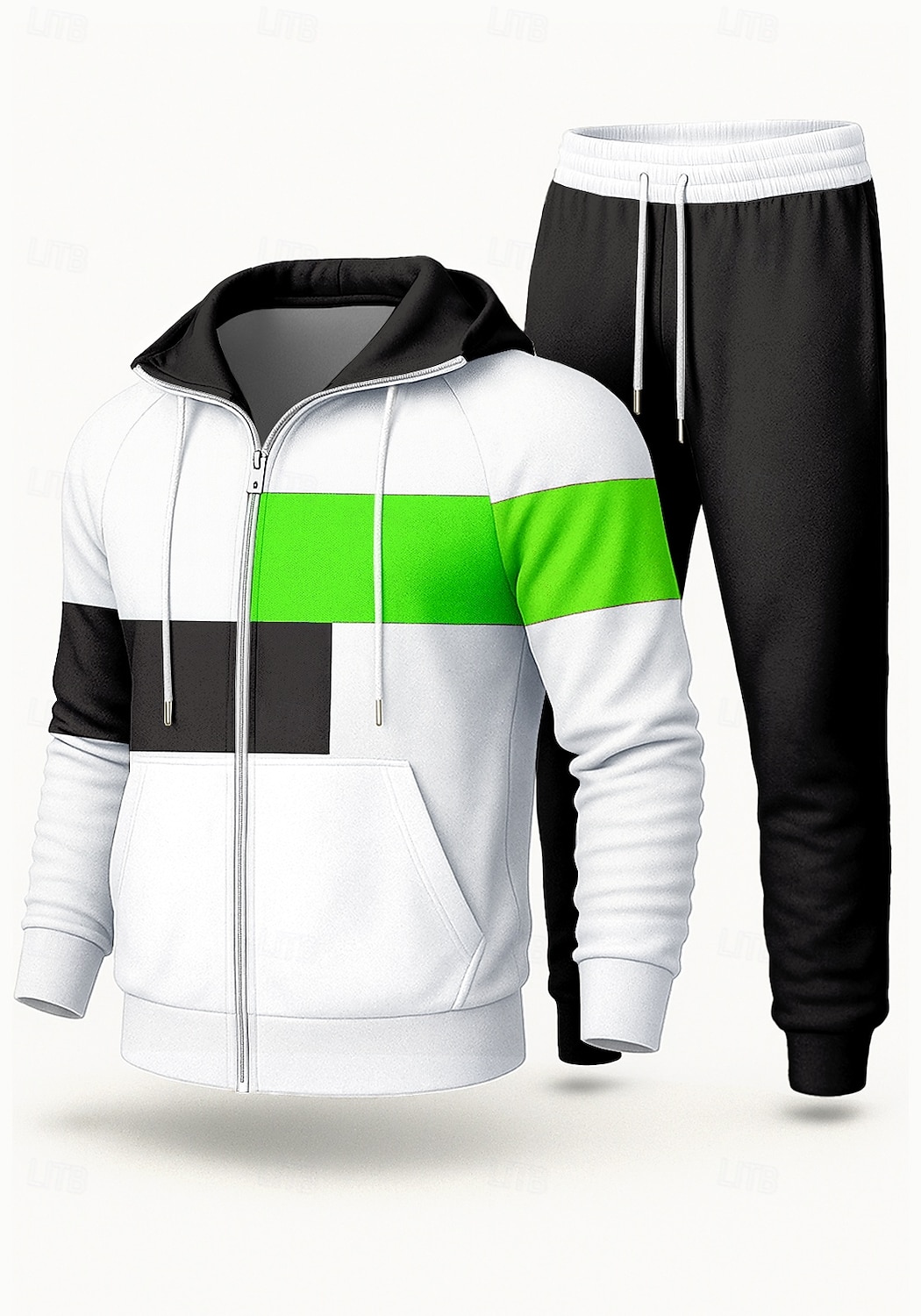 Homens Moletom Agasalho de 2 peças Conjuntos de moletom Com Cordão Zip Up Bloco de cor Conjuntos Outono Inverno Preto Azul Real Vocação Exterior Viagem Leve Da Moda Manga Longa Esporte Roupas de 2026 por $47.99 –P5