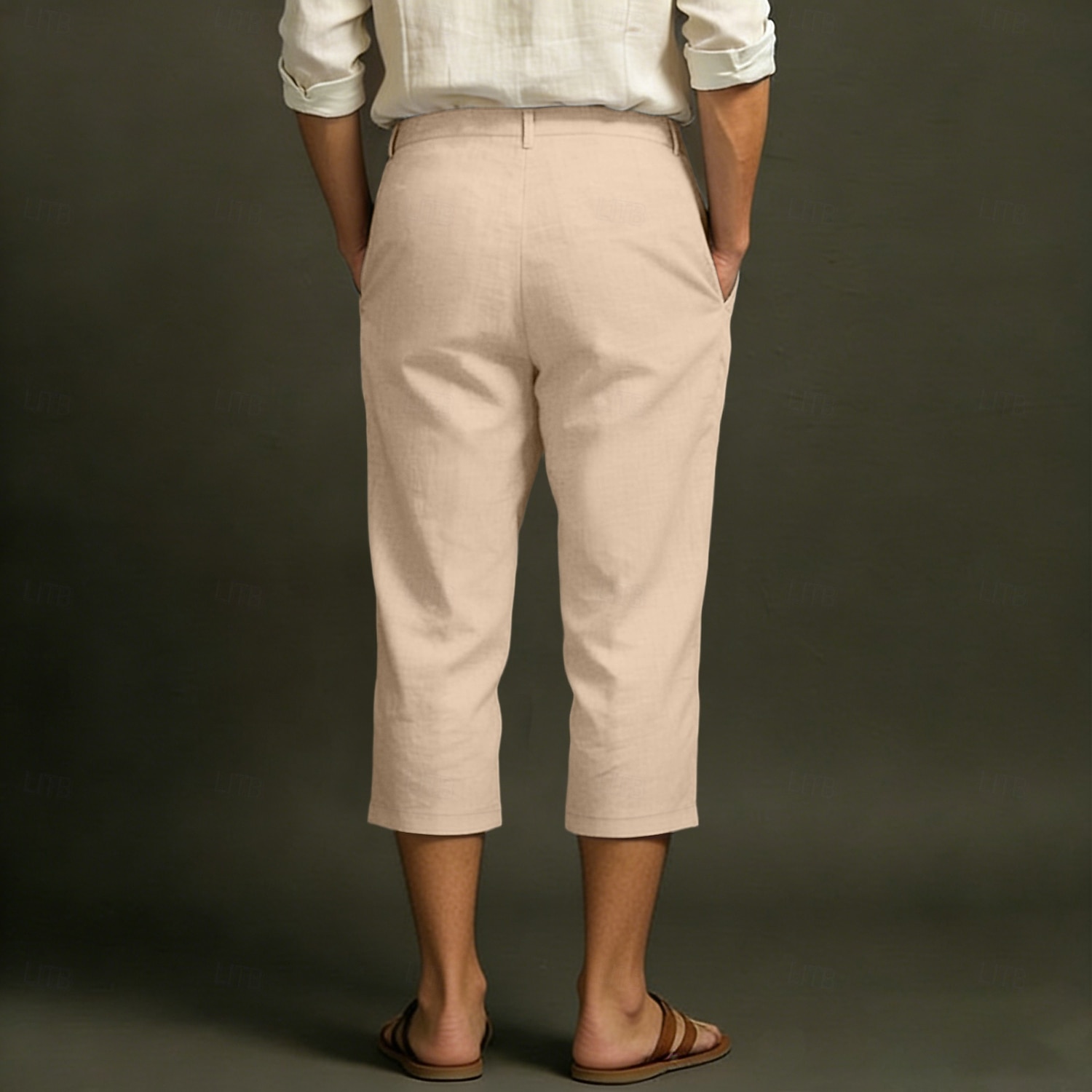 Męskie Lniane spodnie Spodnie capri Letnie spodnie Kieszeń Elastyczny pas Równina Komfort Oddychający Długość do łydki Codzienny Na zewnątrz Plaża Moda Styl klasyczny Niebieski Ciemny khaki Średnio 2026 - $22.99 –P3