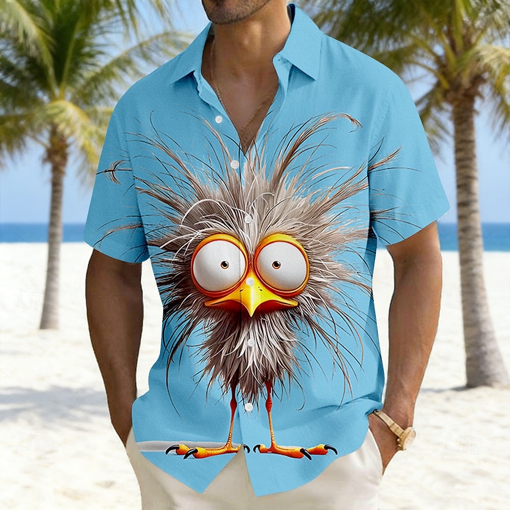 Per uomo Cartoni animati Uccello Pulcino Camicia hawaiana estiva Camicia con Bottoni Camicia Aloha Manica Corta Divertente Vacanza Ferie Abbigliamento mare Estate Primavera Collo ripiegato Stampa 3D del 2026 a $25.99 –P2