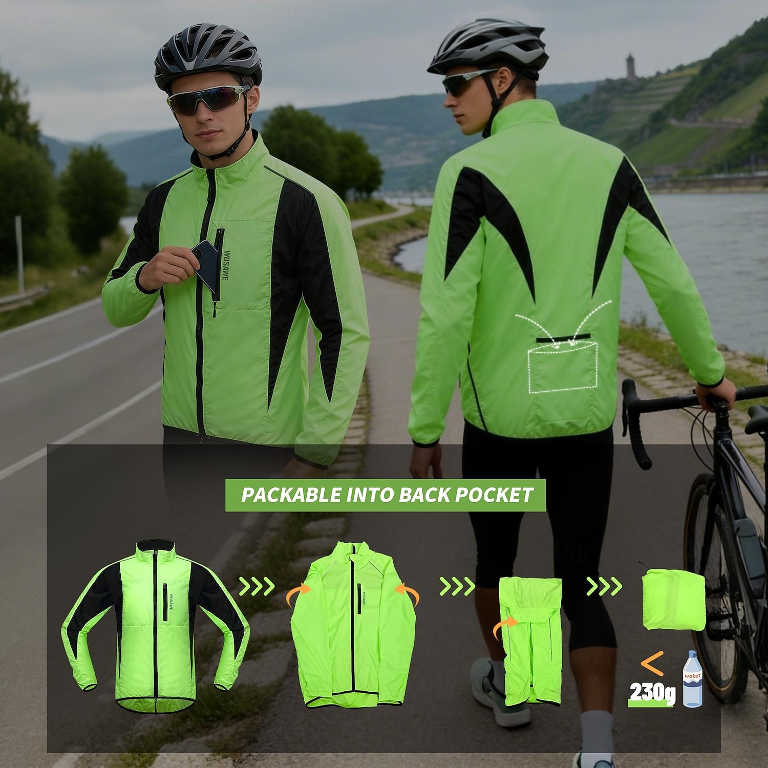 WOSAWE Spring and Autumn Unisex Road Bicycle Riding Windbreaker, Casual Windproof and Waterproof Cycling Clothing Top and Outerwear BF224 2026 - $40.99 –P26