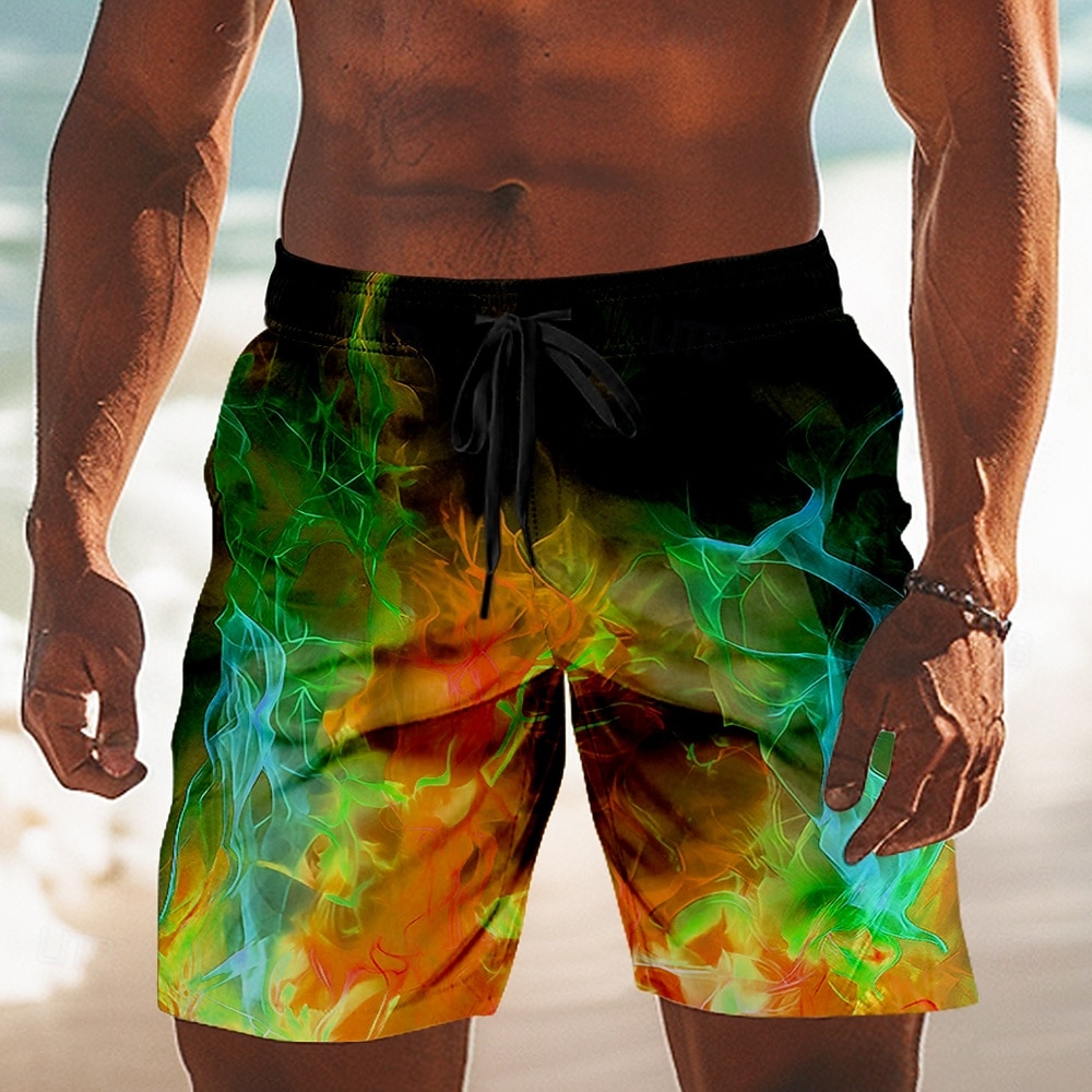 Per uomo Illusione ottica Fiamma Bagliore al neon Costumi da bagno Pantaloncini da mare Pantaloncini da Surf Misura del girovita medio Moda Casual All'aperto Vacanza Abbigliamento Quotidiano Tasche del 2026 a $20.99 –P3