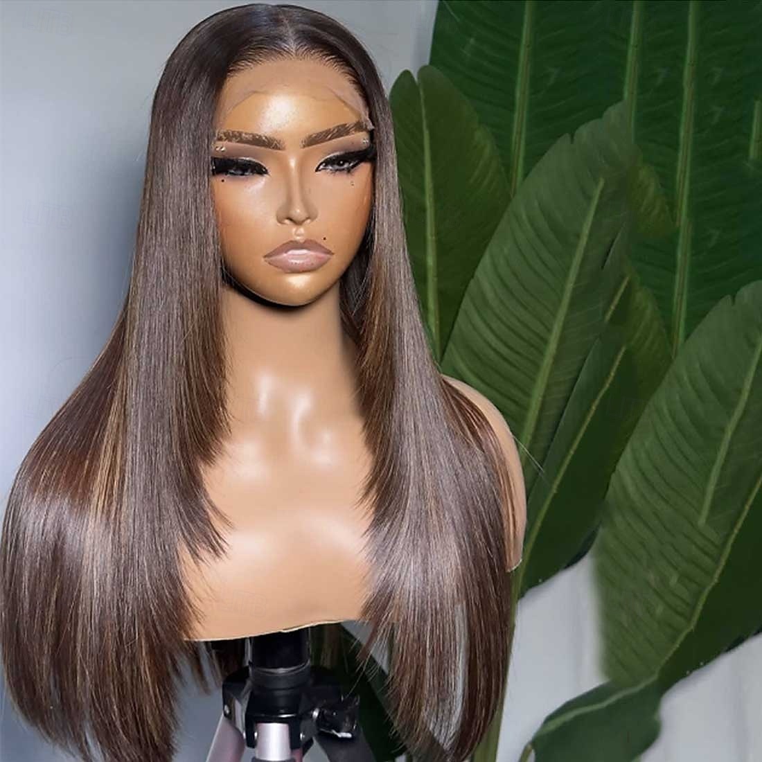 Human Hair 5x5 Closure 13x4 Lace Front Wig Free Part Layered Haircut Brazilian Hair Straight Brown Wig 150% 180% Density Ombre Hair Natural Hairline 100% Virgin Glueless Pre-Plucked For Women Long 2026 - $287.69 –P1