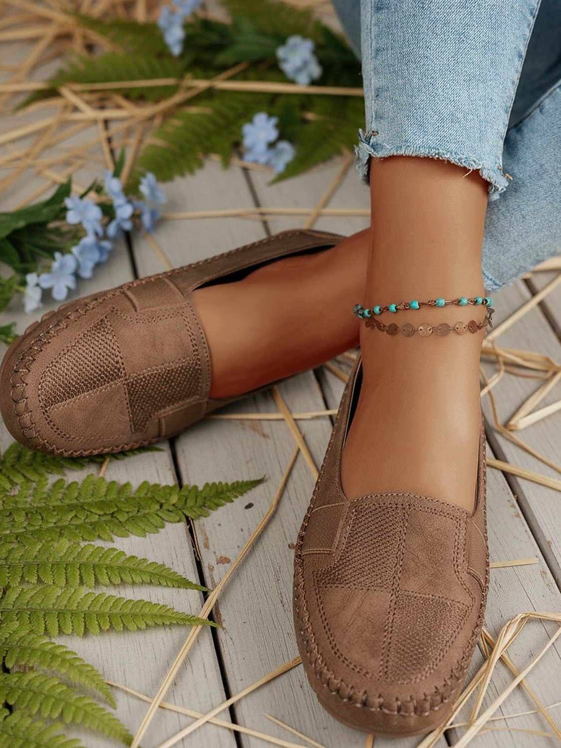 Damskie kawowe slip-on mokasyny - miękkie wygodne płaskie buty do codziennego komfortu spacerów pracy podróży i codziennego noszenia 2026 - $24.99 –P7