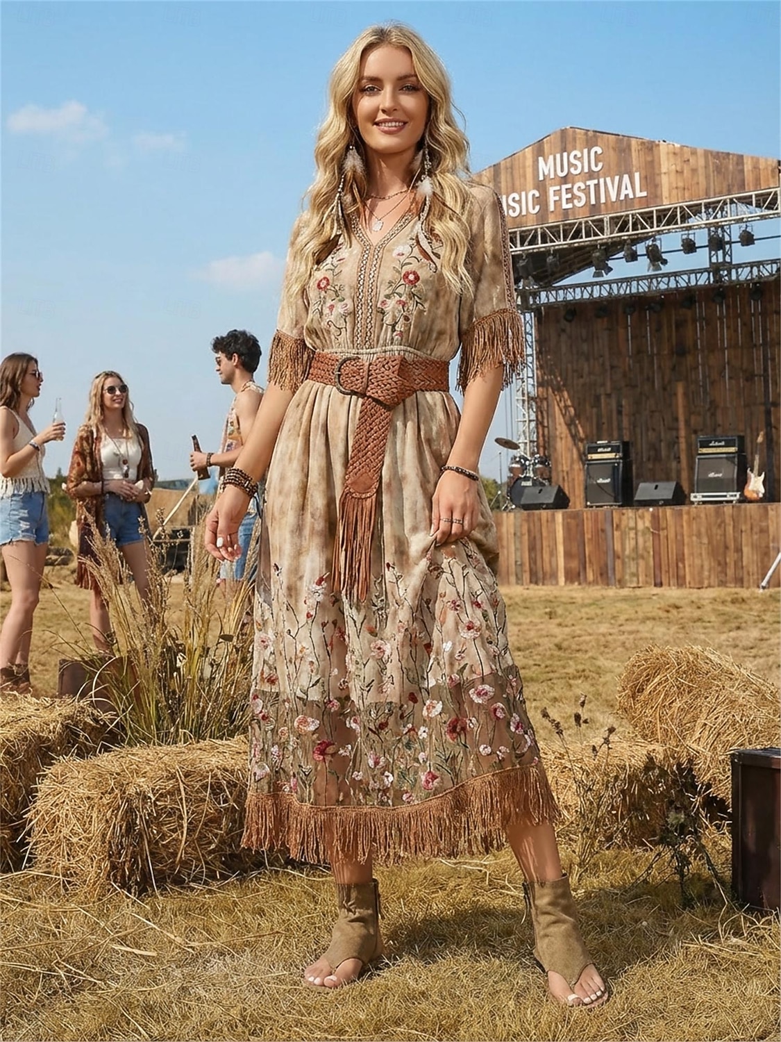 sandali gladiatore da donna in pelle scamosciata nera con intagli e cerniera laterale – stile boho festival, comodi sandali stivaletti piatti con punta aperta per festival musicali estivi e concerti del 2026 a $24.99 –P1