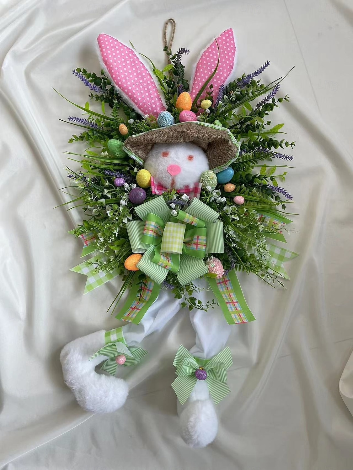 2 Pack Large Easter Bunny Swag Wreath for Front Door, 24" Artificial Spring Bunny Hanger with Lavender Eggs & Green Bows, Whimsical Farmhouse Easter Wall Porch Decor, Cute Outdoor Holiday Decoration 2026 - $58.99 –P8