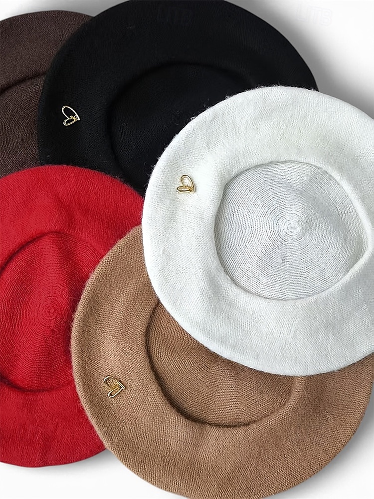 damski beret w kształcie serca, wykonany z imitacji wełny, dostępny w wielu kolorach, idealny na prezent walentynkowy i do noszenia na co dzień 2026 - $14.99 –P10