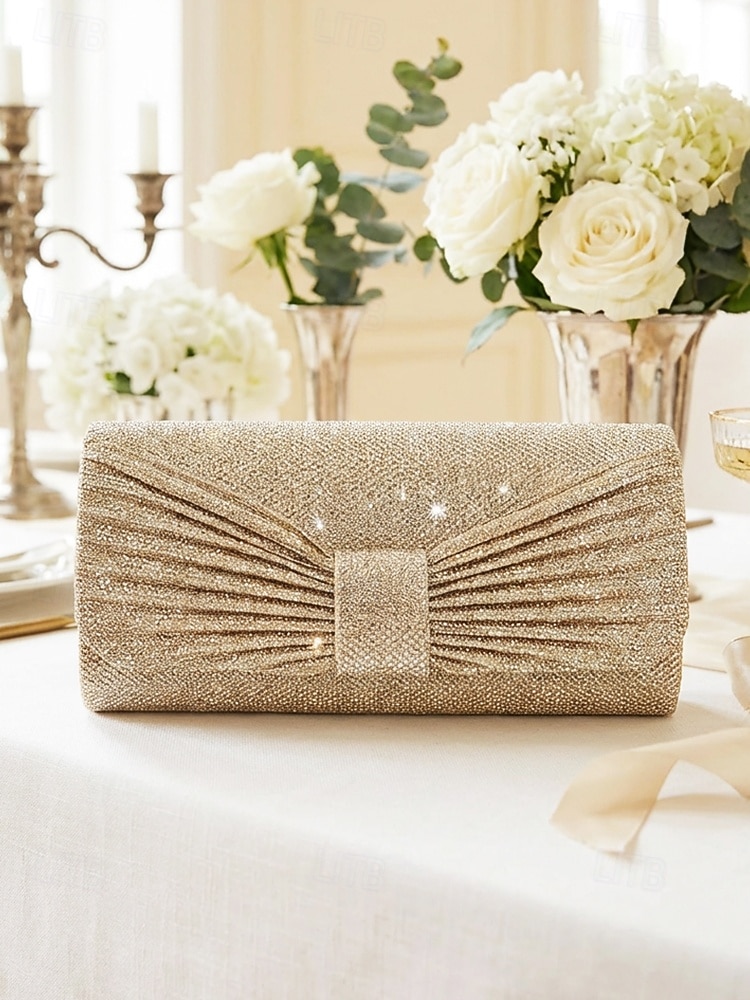 Women's Elegant Evening Clutch Bag, Polyester Shimmer Pleated Design with Chain Shoulder Strap, Multi-Color Formal Handbag for Weddings, Receptions & Dinner Parties 2026 - $11.99 –P3
