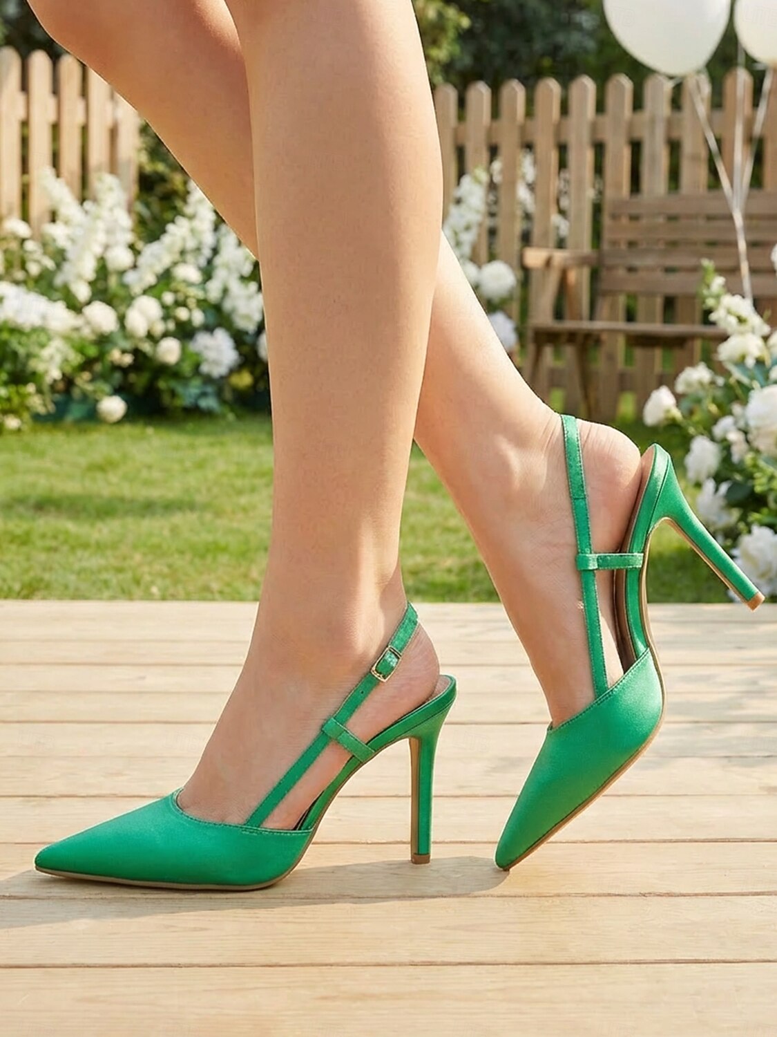 Zapatos de tacón alto con punta puntiaguda verde para mujer, elegantes zapatos de vestir para invitados de boda en ceremonias al aire libre. 2026 - $46.99 –P2