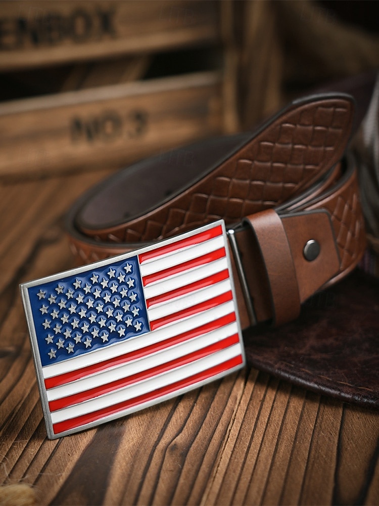 250. výročí Spojených států pánský embosovaný opasek z umělé kůže s přezkou ve tvaru americké vlajky více barev vlastenecký styl pro každodenní nošení a oslavy v USA 2026 - $18.99 –P7