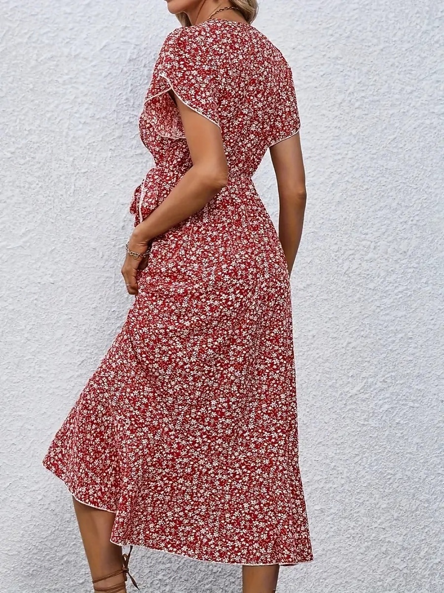 בגדי ריקוד נשים שמלת מידי שמלת קז'ואל שמלת מעטפת שמלה פרחונית אלגנטית אופנתי מודרני בָּחוּץ חופשה ליציאה רגיל פרחוני שרוולים קצרים צווארון V שחור צהוב ורוד מסמיק אודם קיץ אביב 2026 - $12.49 –P11