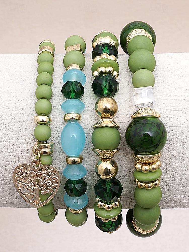 Γυναικείο σετ βραχιολιών από ακρυλικό και κράμα αλουμινίου σε στυλ boho – πολλά χρώματα, γούρι σε σχήμα καρδιάς, ιδανικό για την ημέρα του Αγίου Βαλεντίνου και για καθημερινή χρήση 2026 - $11.99 –P9