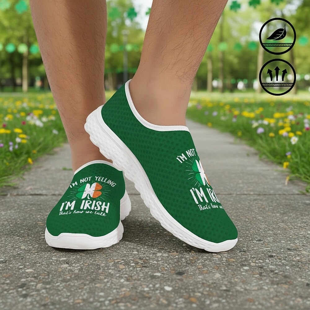 Herren-Sneaker zum St. Patrick's Day mit grünem Kleeblattmuster, bequeme Sneaker im sportlichen Stil für Paraden, Partys und Festlichkeiten 2026 - $32.99 –P2