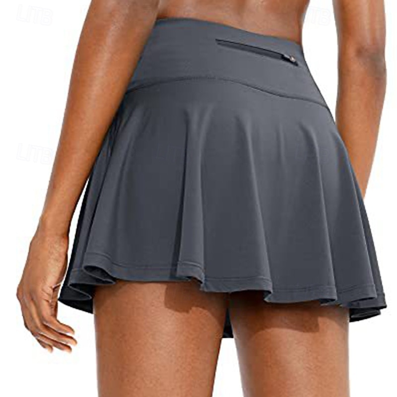 Femmes Couleur Unie Jupe décontractée Jupe-short de tennis Jupes de tennis avec shorts Avec Poches Séchage Rapide Respirant Course Fitness Yoga Jupe Jupe-short Blanche Noir Rose Vêtements de tennis de 2026 ? $21.99 –P6