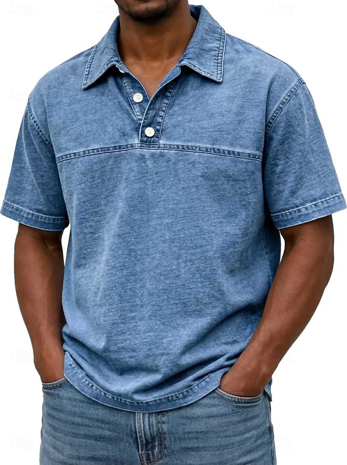 Koszulka SoftFade™ dla mężczyzn acid wash polo casual biznes kołnierz z prążkowanym wykończeniem krótki rękaw moda podstawowy gładki kolor color block guziki prane lato wiosna czarny jasny zielony 2026 - $31.99 –P3