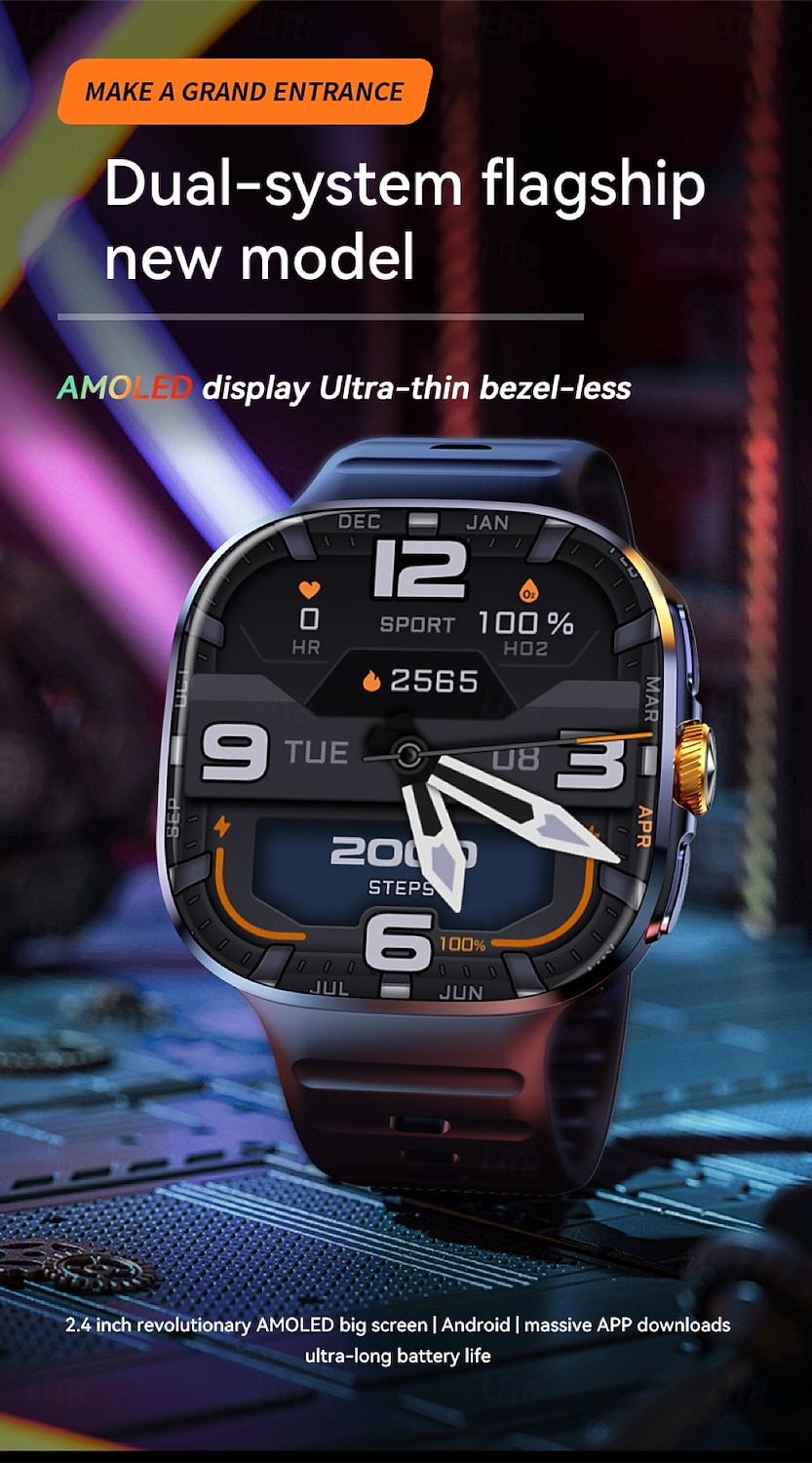 M99 Smartklokke 2.14 tommers Smartklokke 3G 4G 3G Skritteller Samtalepåminnelse Aktivitetsmonitor Kompatibel med Android iOS Herre GPS Lang ventetid Vanntett IP68 50mm urkasse 2026 - $158.99 –P1