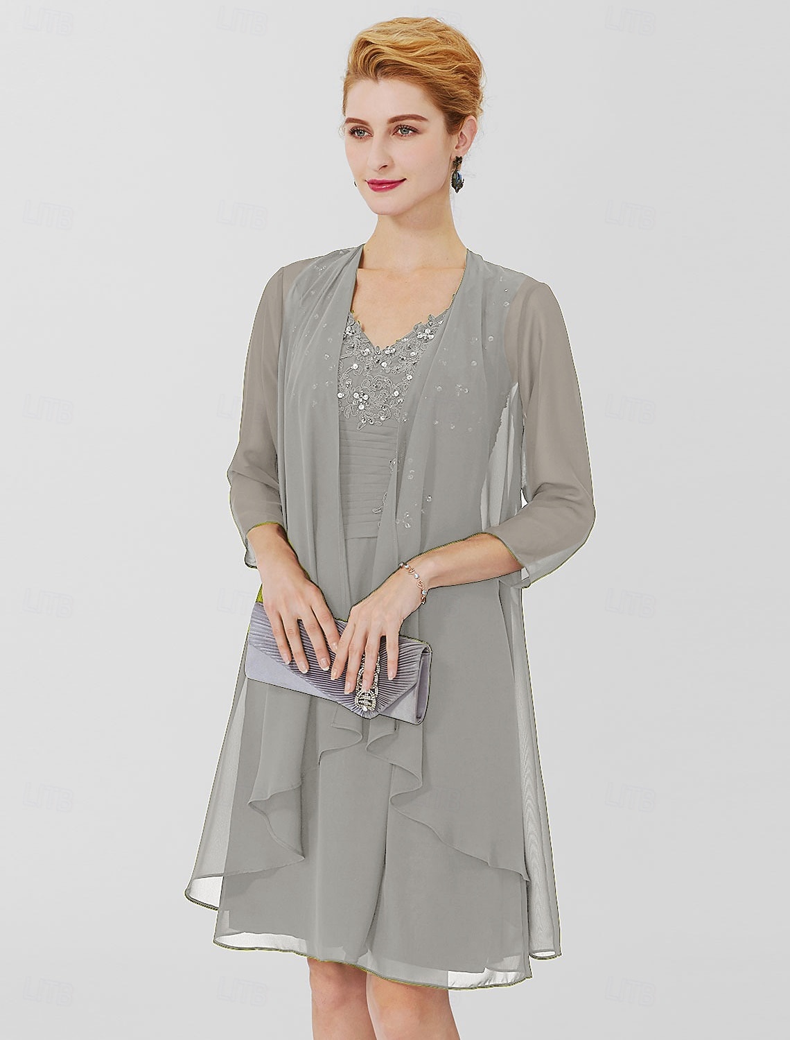 Женская Накидка Матери Накидки Пальто  Куртки Элегантная Защита от солнца 3/4 длины Рукав Шифоновая Накидка для гостей на свадьбу с чистым цветом Для формального весеннего и осеннего Одежда чтобы 2026 - $43.99 –P7