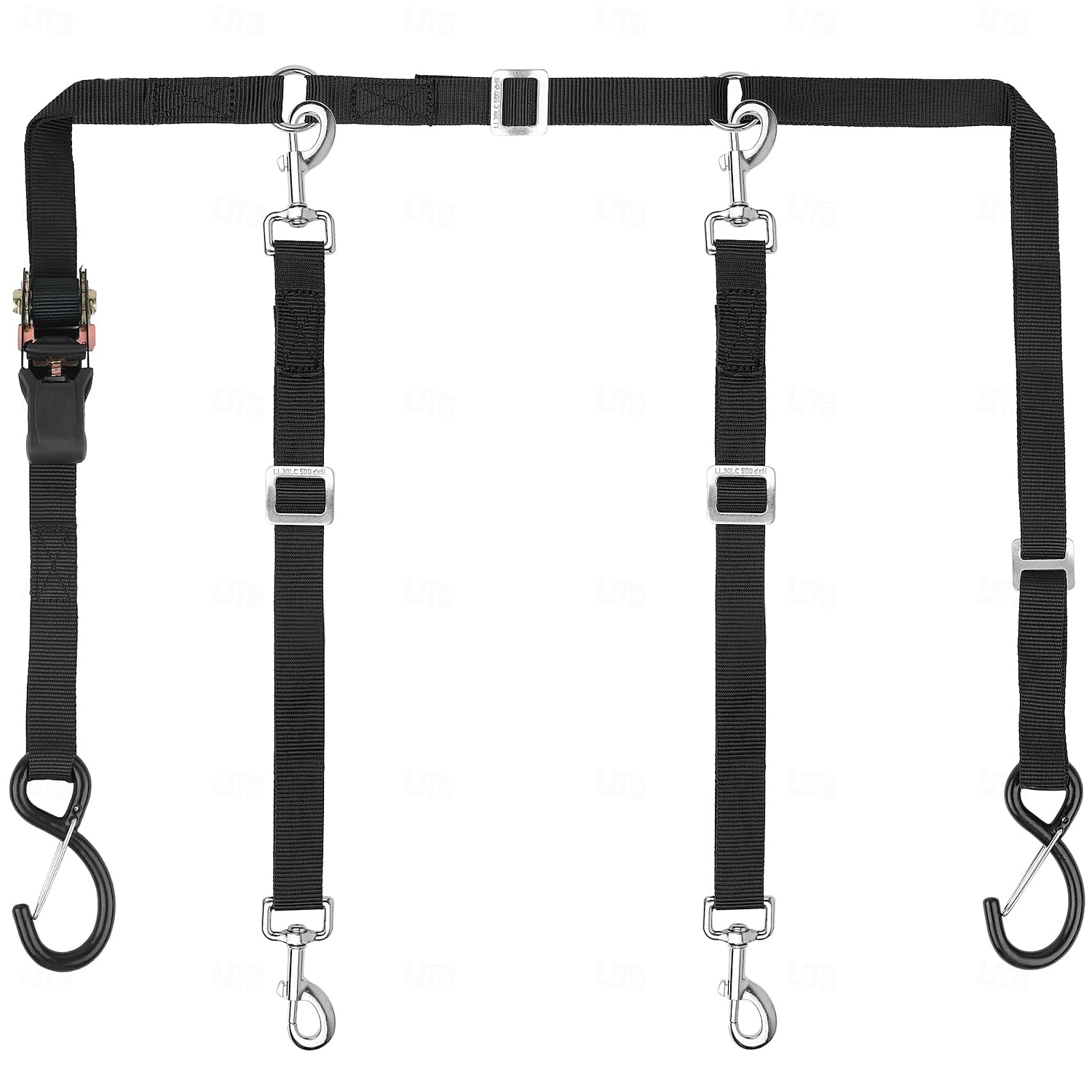 kuorma-auton lavan koiranhihna kahdelle koiralle, räikkäkiristys säädettävä kaksinkertainen turvallinen kuorma-auton lavan koiranhihnajärjestelmä lava-autoihin, katumaastureihin ja henkilöautoihin 2026 - $39.99 –P1
