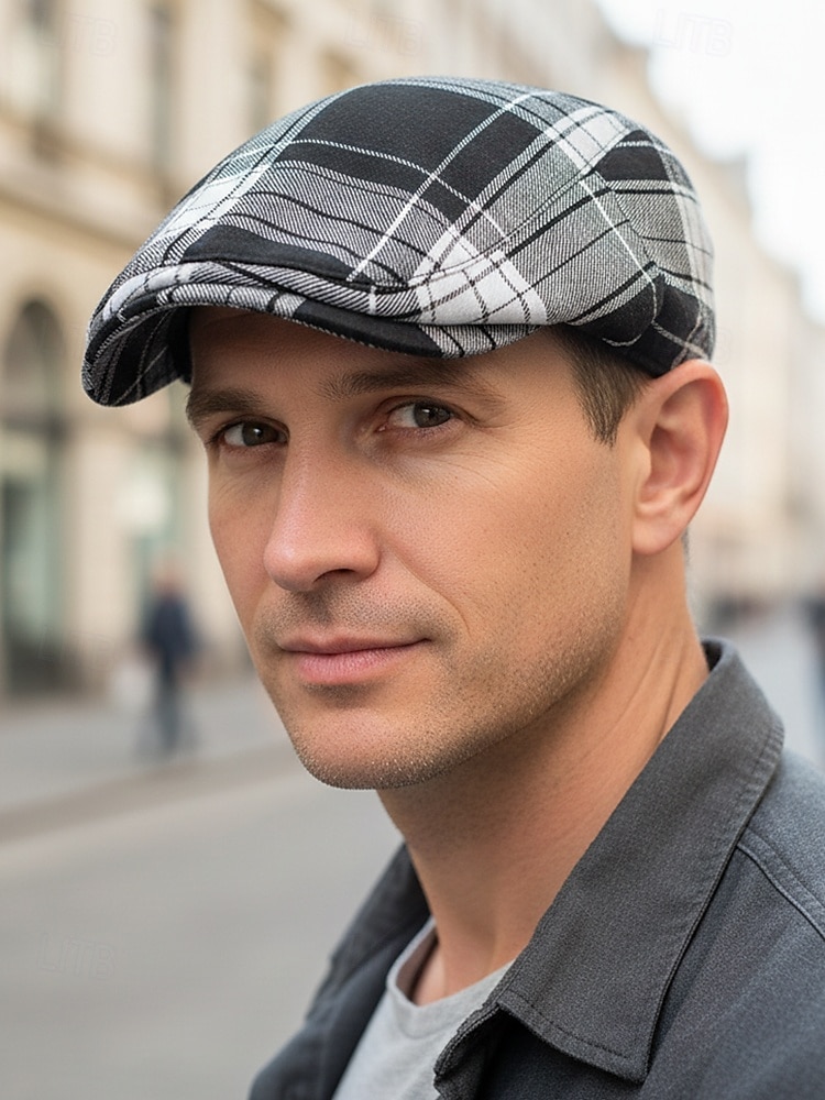 Men's Plaid Flat Cap Newsboy Hat, Cotton-Polyester Blend, Multi-Color Classic Ivy Style Cap for St. Patrick's Day Celebration & Everyday Casual Wear 2026 - $11.99 –P8