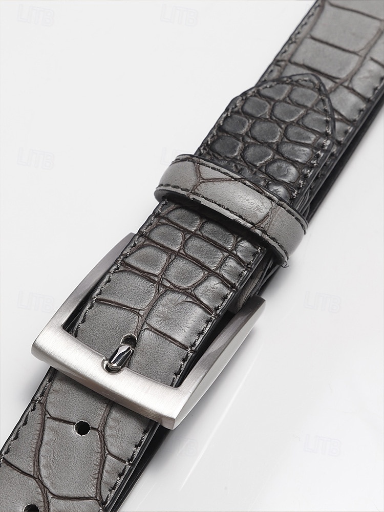 Cinturón ajustable de piel sintética con estampado de cocodrilo para hombre, varios colores, perfecto para bodas y uso diario, diseño duradero y elegante. 2026 - $18.99 –P6