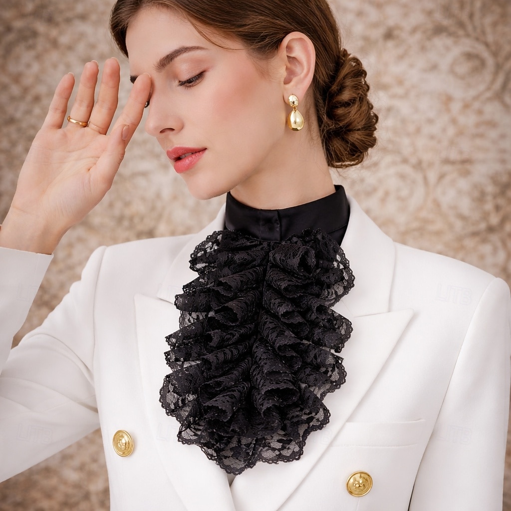 Vintage Rococó Vitoriano Colar destacável Princesa Senhora Renda Fantasia Mulheres Carnaval dia das Bruxas feira renascentista Adulto Mais Acessórios Todas as Estações de 2026 por $17.49 –P8