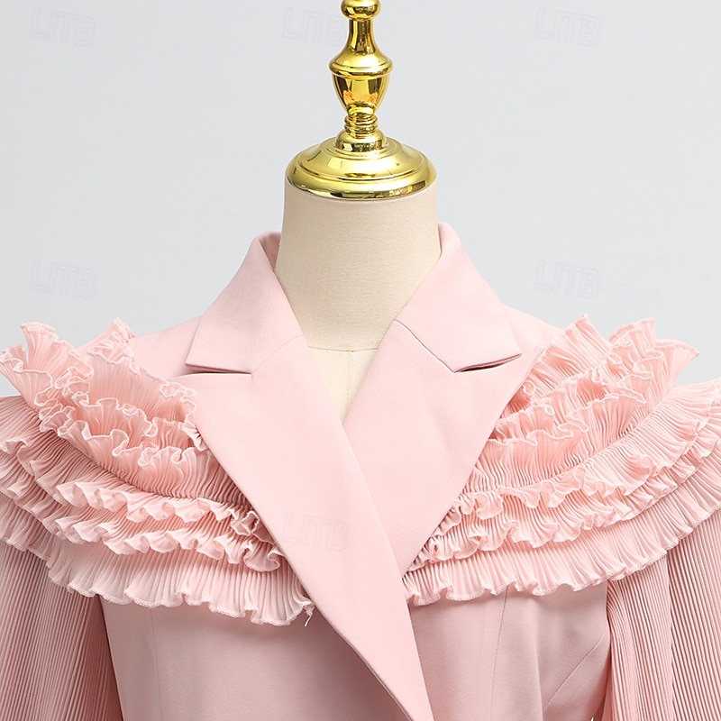 Zweiteilig A-Linie Knöchellänge Kleid für Hochzeitsgäste Kleider für Hochzeitsgäste Elegant Vintage Täglich Langarm Revers Gartenparty Hochzeit mit 3D-Blumen Falten 2026 - $137.99 –P14