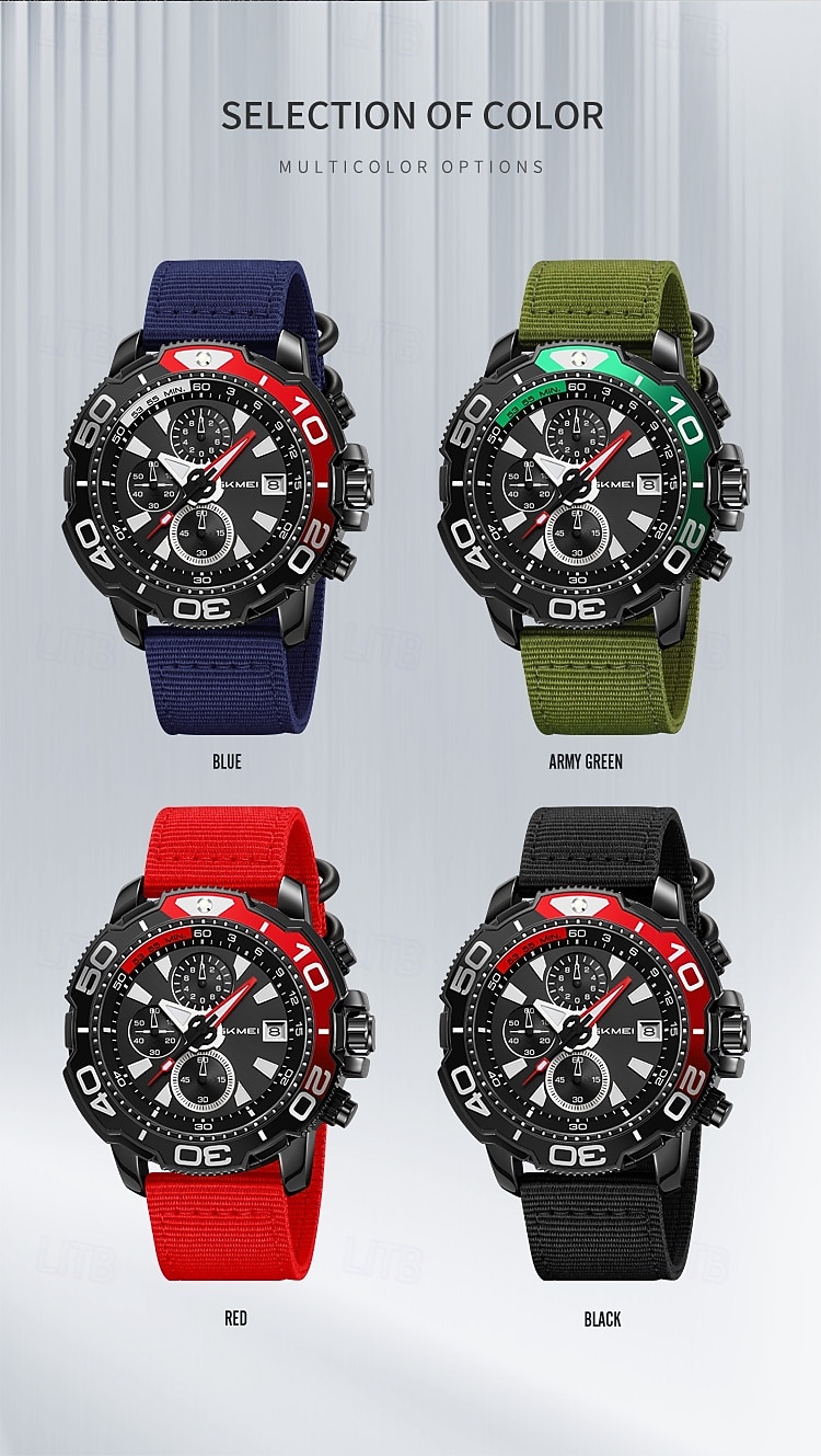 SKMEI Men Quartz Watch Sports Fashion Casual Business Stopwatch Calendar Waterproof Decoration Nylon Watch 2026 - $39.99 –P14