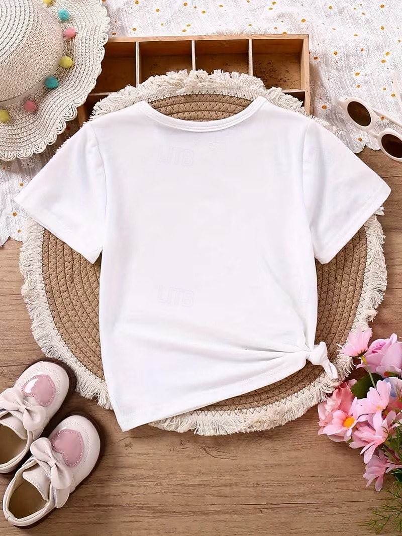 Girls' 3D Graphic Letter T shirt Tee Short Sleeve 3D Print Summer Spring Sports Fashion Streetwear Kids 4-12 Years Crew Neck Casual Daily Outdoor Regular Fit 2026 - $16.99 –P4