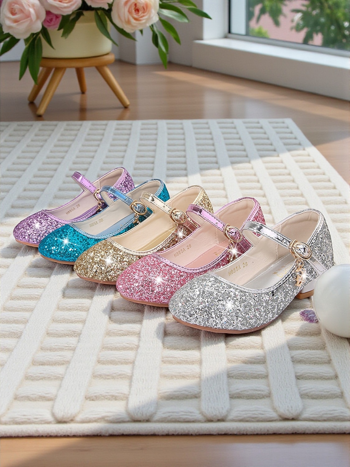 Pantofi Mary Jane cu sclipici pentru fetițe, cu toc jos, față strălucitoare și curea cu cataramă sigură, pantofi eleganți în stil prințesă pentru fete, pantofi perfecți pentru fetițe de nuntă și 2026 - $32.99 –P6