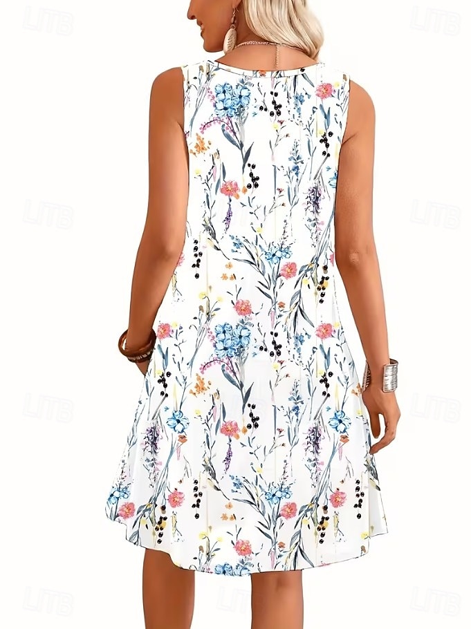 Mujer Vestido hasta la Rodilla Vestido informal Vestido de una línea Vestido de flores Vestido de verano Elegante Casual Cita Ajuste regular Floral Sin Mangas Escote en Pico Camiseta con cuello 2026 - $24.99 –P8