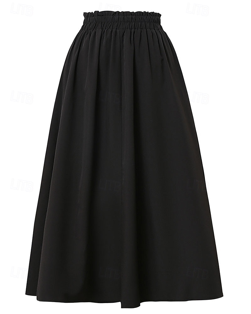 Pentru femei Elegant Modă Casual Maxi Talie Medie Fuste Simplu Zdrobit Cordon Micro-elastic Zilnic Stradă Roșu Vin Bleumarin Negru Roz Vară 2026 - $24.99 –P8