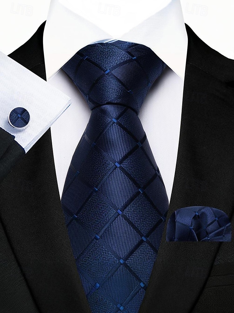 Набор мужских галстуков, нагрудных платков и запонок, полиэстер, разноцветные, для торжественных случаев, жениха, свадьбы, Дня святого Валентина, деловых мероприятий. 2026 - MXN $275.35 –P11