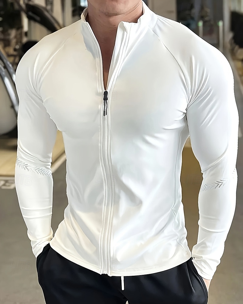 Pánské Jednobarevné Koşu Tişörtü Stahovací tričko Jaro Podzim Zapni Dlouhý rukáv Rychleschnoucí Komprese Odvod vlhkosti Cvičení v tělocvičně Aktivní trénink Cvičení Černá Bílá Šedá sportovní oblečení 2026 - $30.99 –P5