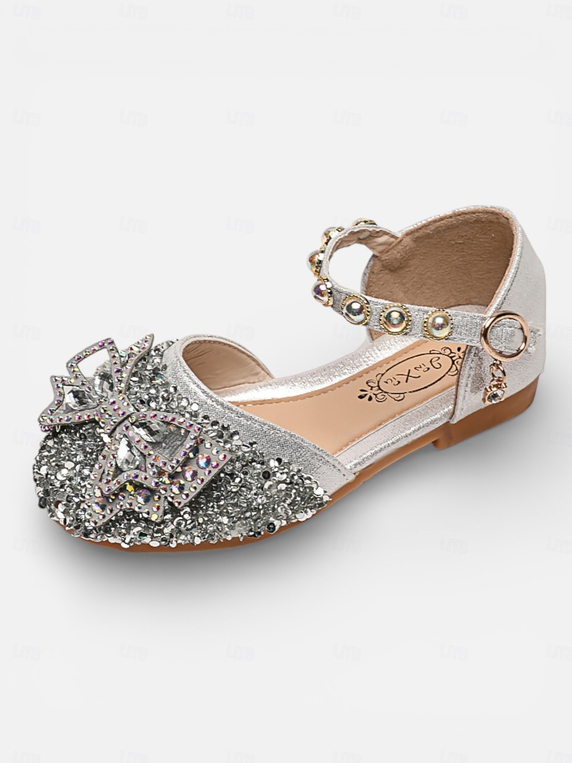 scarpe eleganti Mary Jane con strass scintillanti per bambini, dettaglio fiocco di cristalli, tomaia in tessuto glitterato e cinturino regolabile alla caviglia, elegante stile principessa per bambine, del 2026 a $24.99 –P8