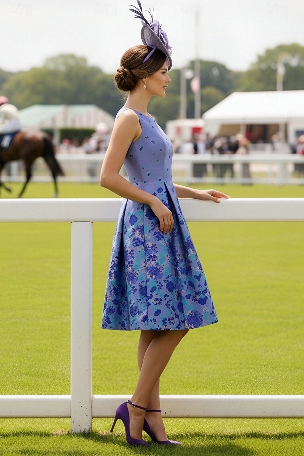 Corte A Hasta la Rodilla Vestido Derby Vestimenta formal Elegante Sin Mangas Cuello Barco Formal El derby de Kentucky con Bloque de Color 2026 - $172.99 –P3
