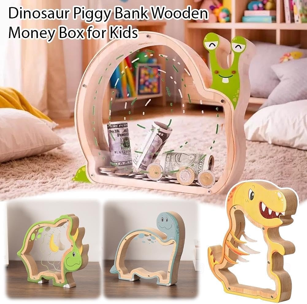 Houten spaarpot in de vorm van een dinosaurus voor jongens, transparante spaarpot met acrylvenster, creatieve spaarpot, cadeau spaarpot, nieuwjaars-, verjaardags- of doopcadeau voor peuters en meisjes 2026 - $22.99 –P5