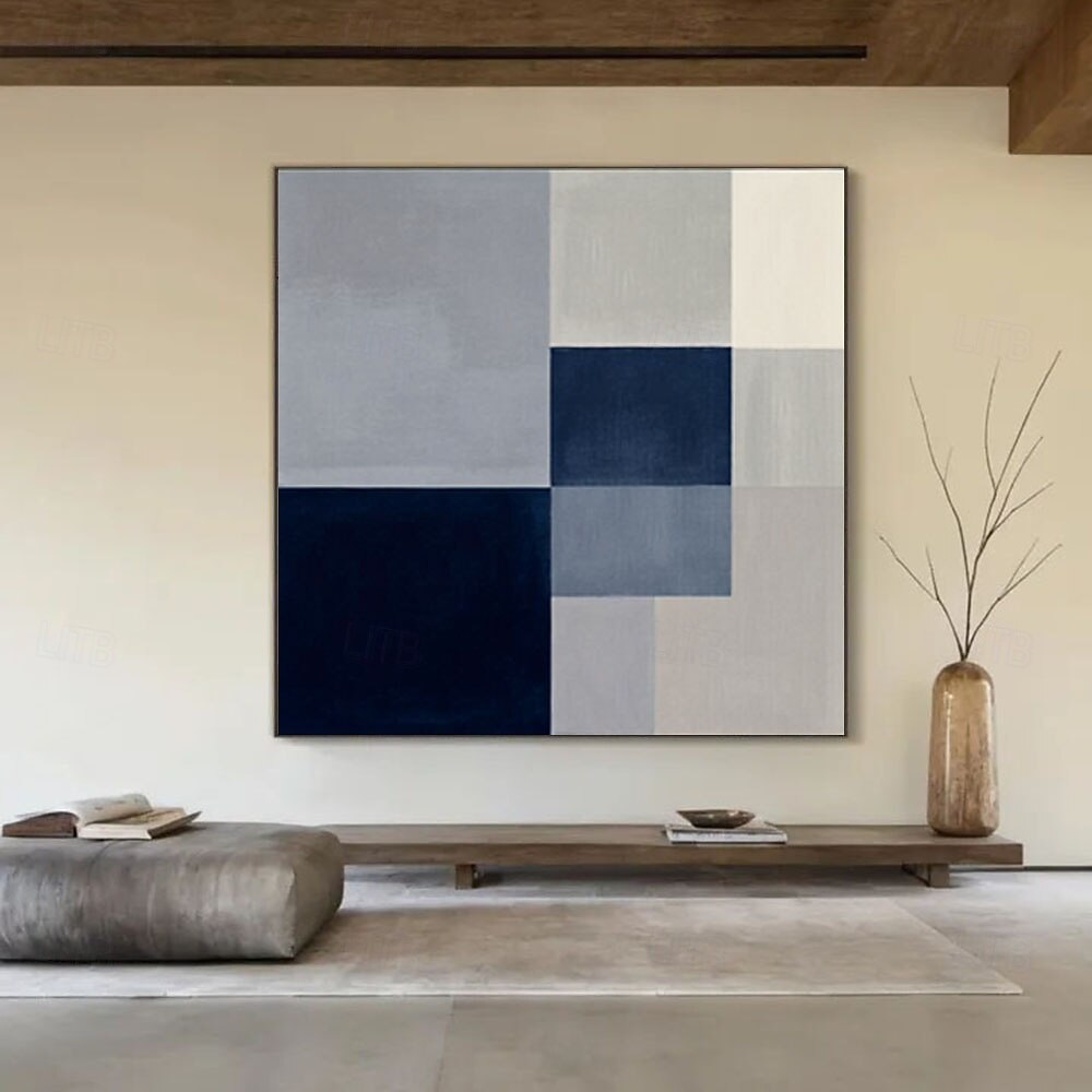 plátno nástěnné umění do obývacího pokoje ložnice modrá šedá barevný blok abstraktní graffiti umění olejomalba moderní nástěnné malby obrázky bytové dekorace 2026 - $74.99 –P3