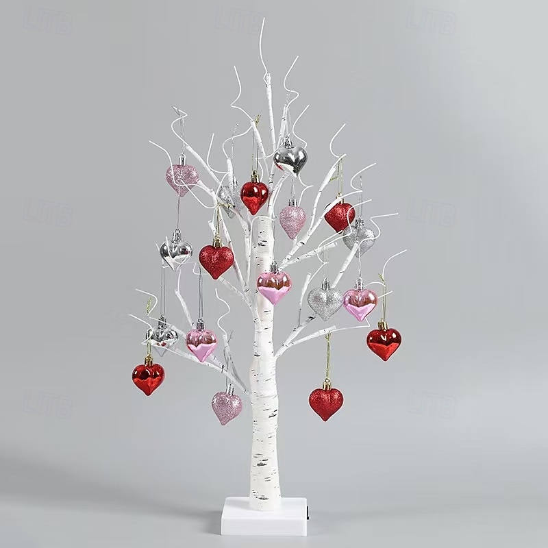 Valentine's Day Decor Lighted Birch Tree with Heart Ornaments, Romantic Heart-Shaped Birch Tree Lamp, Tabletop Artificial Trees Lights for Indoor Decor, Cozy LED Mood Lighting for Home Decor 2026 - $28.99 –P6