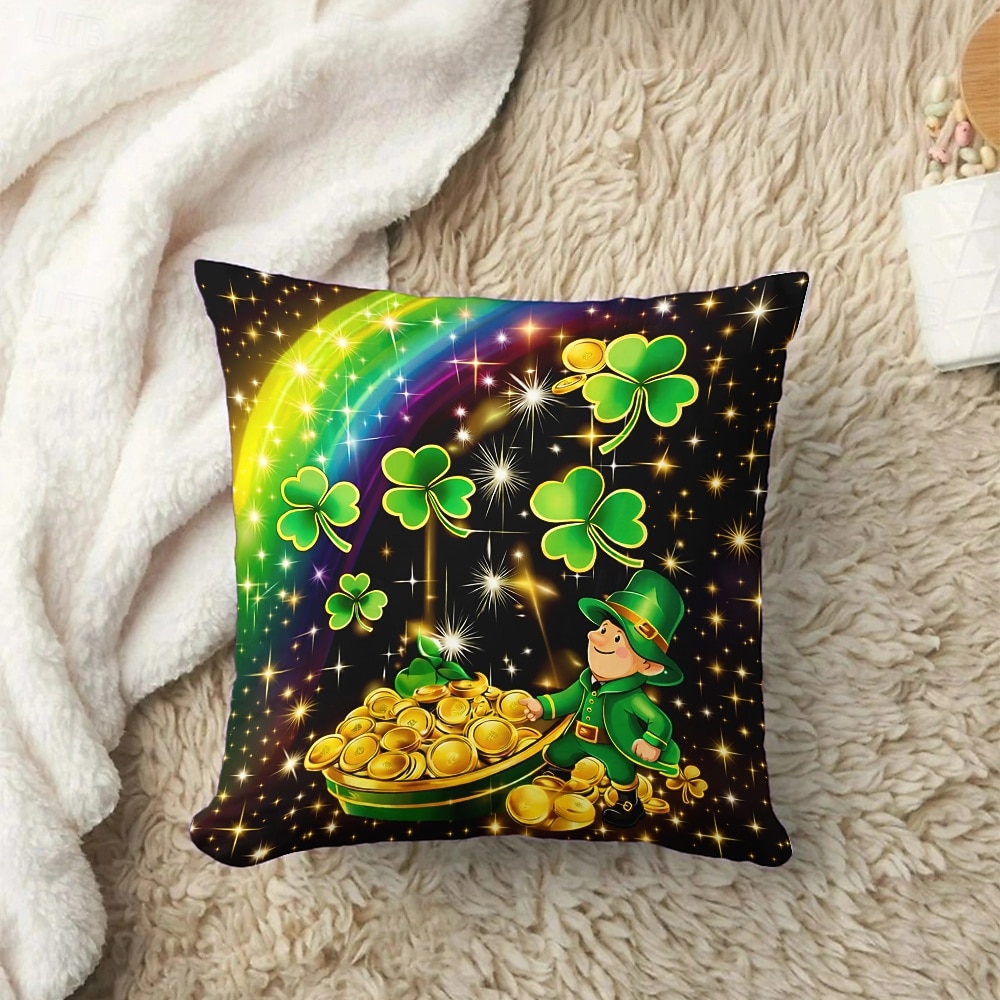 St. Patrick's Day Shamrock Casual Throw Pillow Cover 18x18 Inch, Green Decorative Cushion Case for Sofa Home Decor 2026 - $11.99 –P2