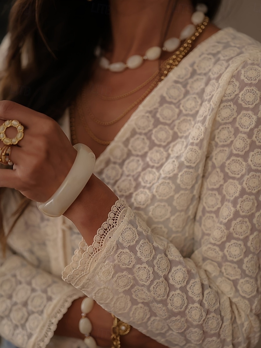 Damen Bluse Spitze Patchwork Einfarbig Stilvoll Lässig Langarm V Ausschnitt Normale Oberteile Täglich Aprikose Sommer Frühling Herbst 2026 - $33.99 –P4