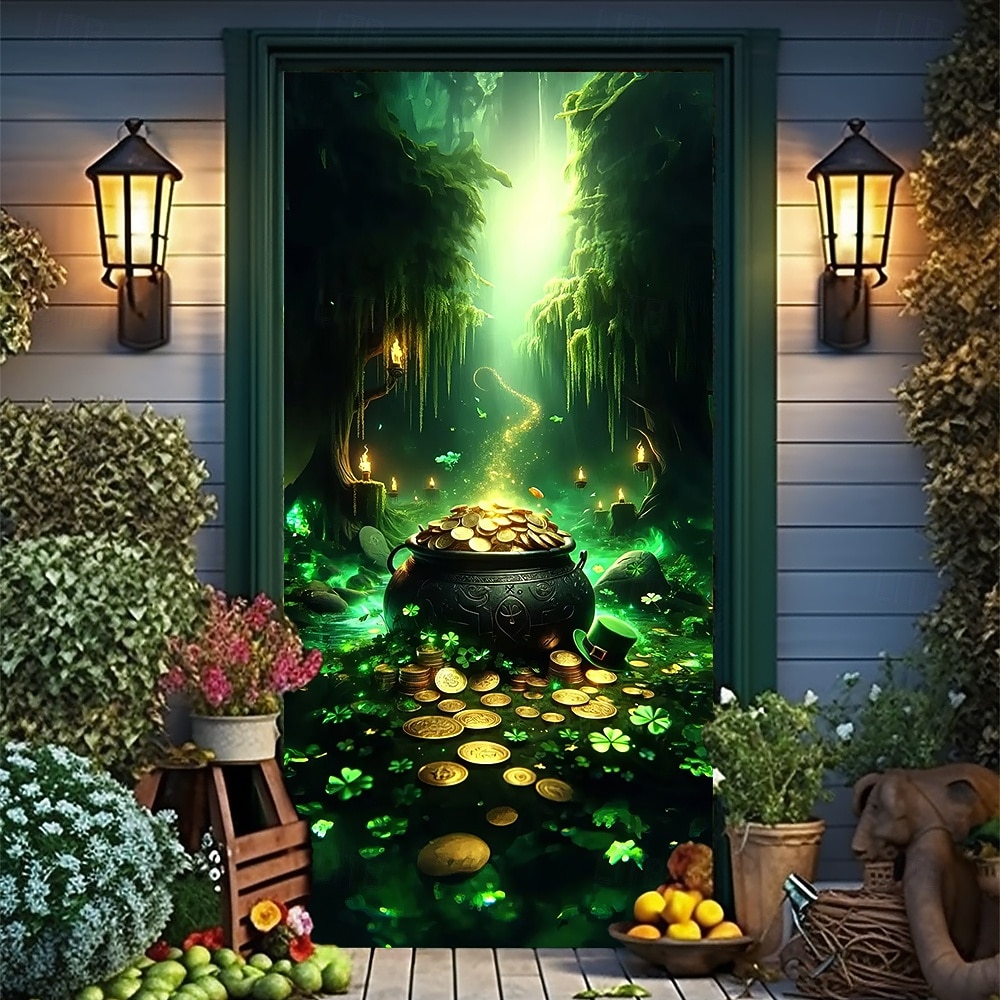 Dia de São Patrício Pôsteres Tampa da porta Banners externos Trevo Estilo bonito 3D Fantasia. De Festa Dorm Sala de Adolescentes Dormitório da faculdade Quarto de fraternidade da caverna masculina de 2026 por $17.99 –P3